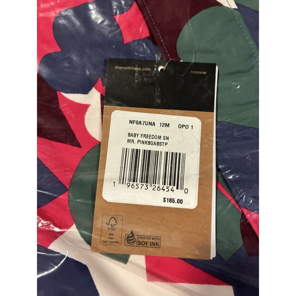 North Face Baby 12m Freedom Insulated Snow Suit NWT Pink One Piece Snowsuit - Picture 5 of 5